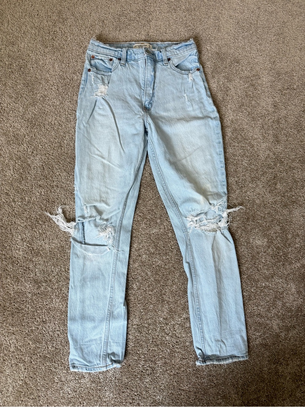 Abercrombie & Fitch Light Blue Ripped Boyfriend Jeans